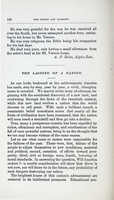 The Lasting Of A Nation